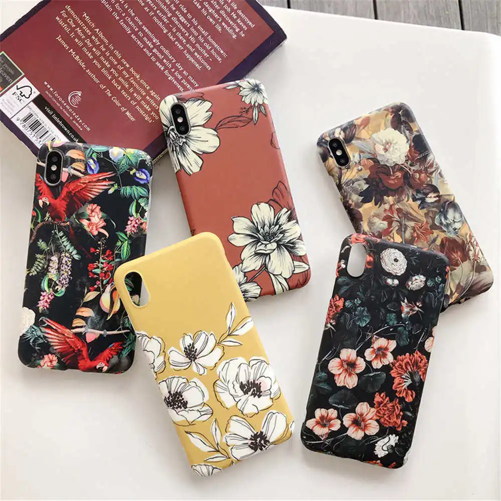 

Luxury Vintage Flowers Phone Cases For iphone 11 Pro XS Max XR X 6 6S 8 7 Plus Case Silicone Soft TPU Matte Back Cover Funda