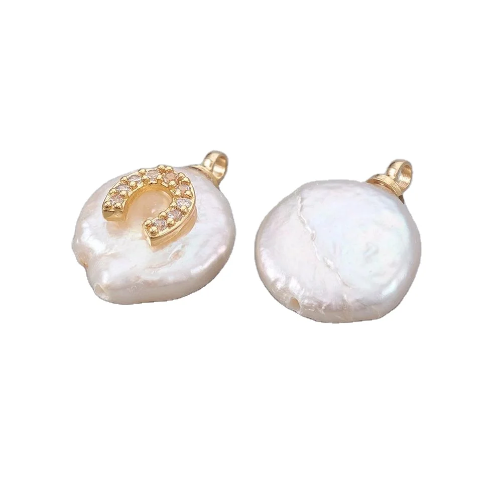 

PandaHall Horseshoe Real Gold Plated Natural Pearl Pendants