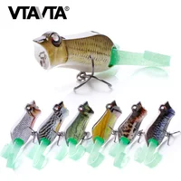 

Wholesale 10.85g 52mm Popper Topwater Artificial ABS Hard Bait jump Frog Fishing Lure fishing bait with Soft tail