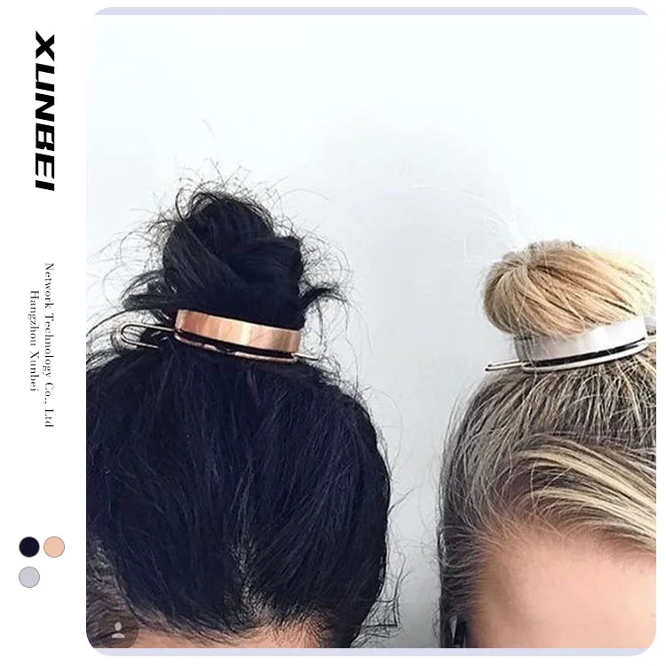 

2021 New Round Bun Holder Cage Minimalist Stick Girl Hairpins Women gold/sliver/black plated Accessories Braids Hair Jewelry, Could be customized