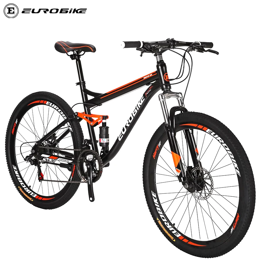 

EUROBIKE S7 26" 27.5" 29" Full Shocking proof Frame full suspension Mountain bike MTB bicycle Shi mano parts 21speed steel frame, Stock color or customize