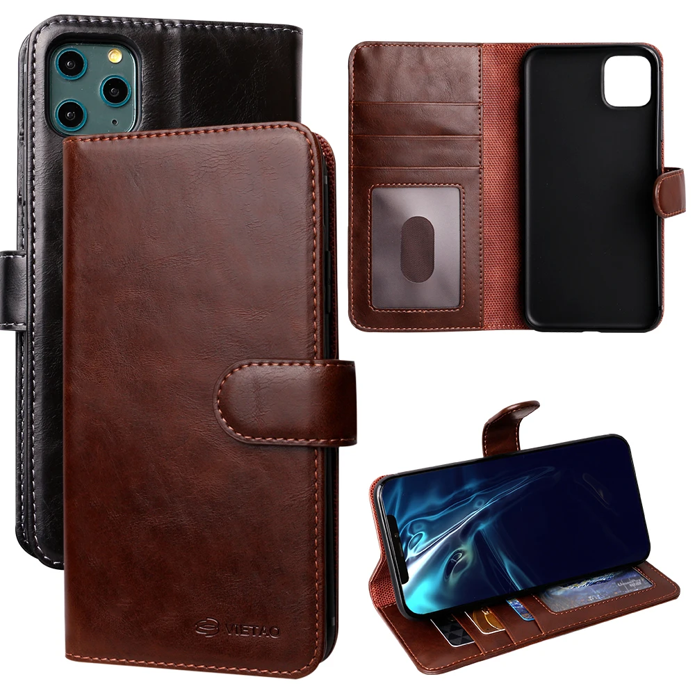 

VIETAO Custom logo Brown Pu leather tpu cell phone case cover for iphone 7 8 se 2020 XR Xs 12 11 pro max, Black,brown.