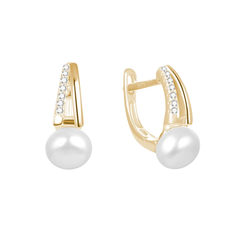 

POLIVA 925 sterling silver gold plated wholesale freshwater pearl jewelry earring