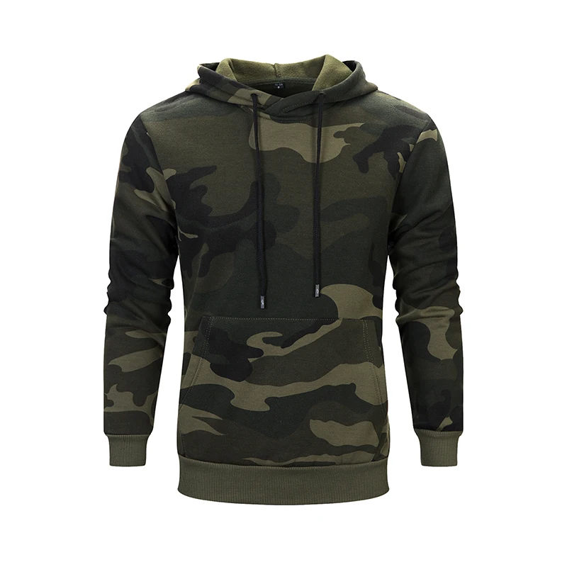 

Camouflage Pattern Sweater Long-sleeved Hooded Multicolor Thick Casual Men's Jacket, Army green, khaki