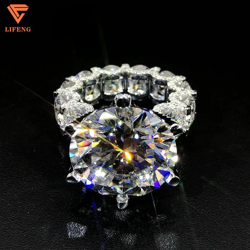 

S925 Silver 10k 14k 18k Pure Gold Iced Out Ring Light Diamond Lab-grown Moissanite Ring Jewelry For Women