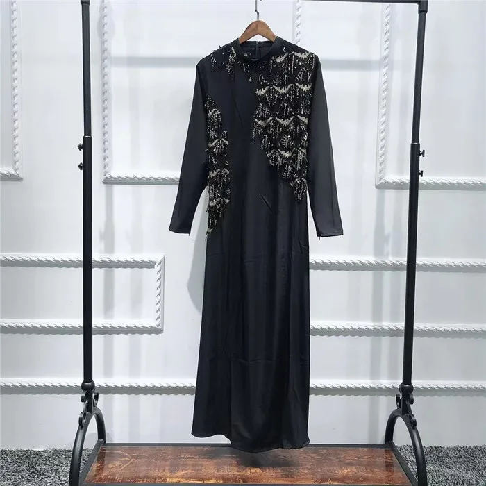 

New abaya kaftan dubai muslim shinning sequins women long maxi dress abaya, Black