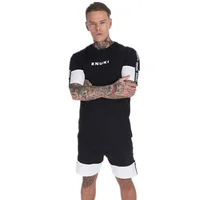 

Manufacturers direct fitness new sports suit men running clip short sleeve shorts set