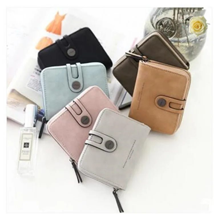 

Multi-card Position Cute Girls Coin Pockets Short Section With Ladies Credit Card Holder Casual Leather Clutch Bags, Blue/pink/green/brown/gray