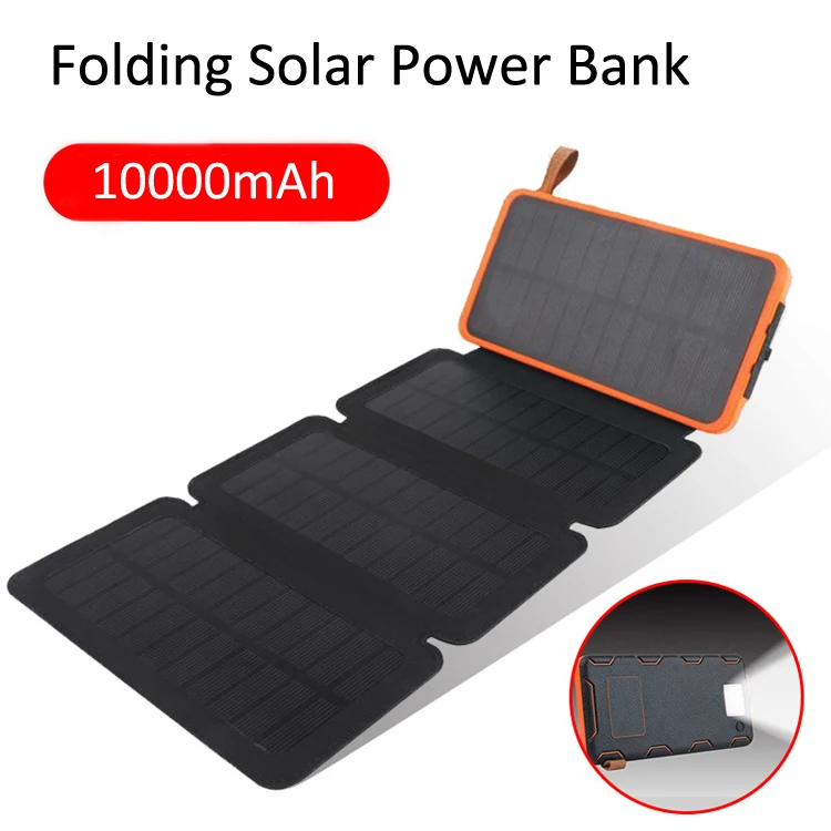 OEM 10000 mah Waterproof Charging Foldable Solar Panel Power Bank With LED - ANKUX.COM