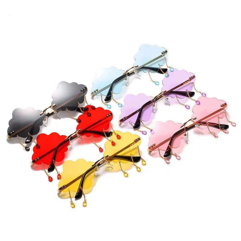 

Metal Sun Glasses Women Trendy Lady UV400 Shades Rimless Cloud Shape Sunglasses 2021 Summer Fashion Decoration and Sun Shades AC