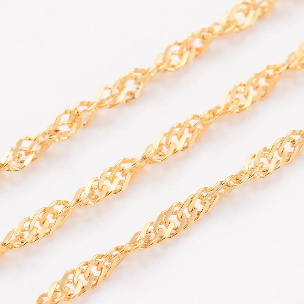 

PandaHall 304 Stainless Steel Faceted Golden Singapore Chains