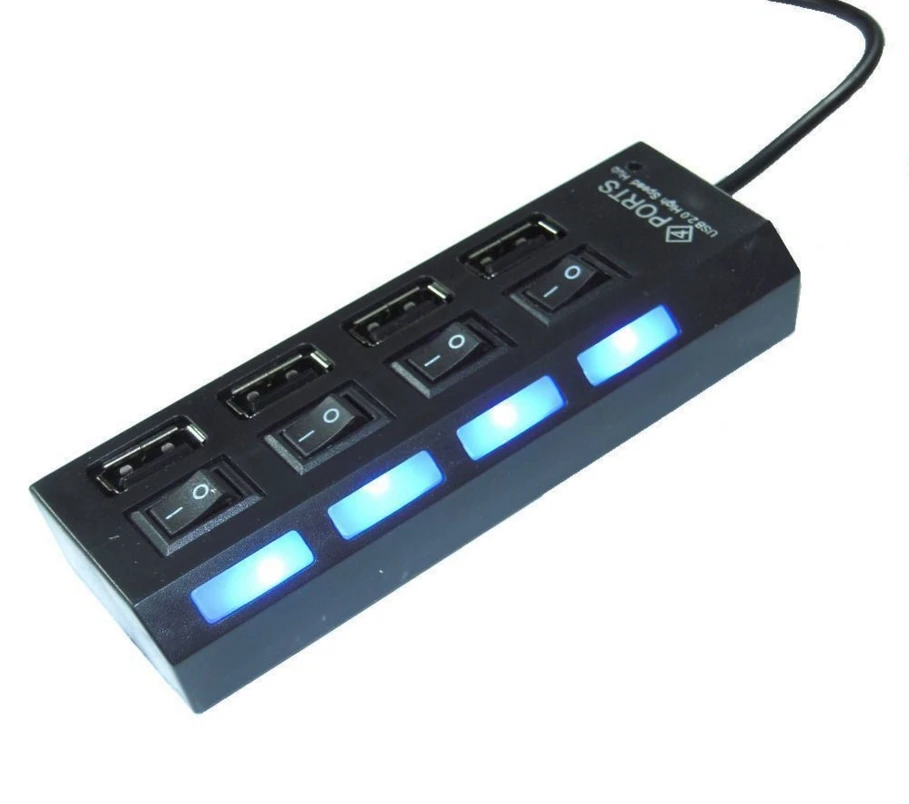 

Stock Ready Port USB Hub 4 Port With Switch, Black and white