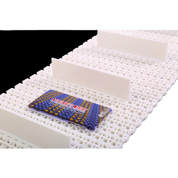 

HONGSBELT HS-500B Plastic modular conveyor belt with cleat flight with side guide components