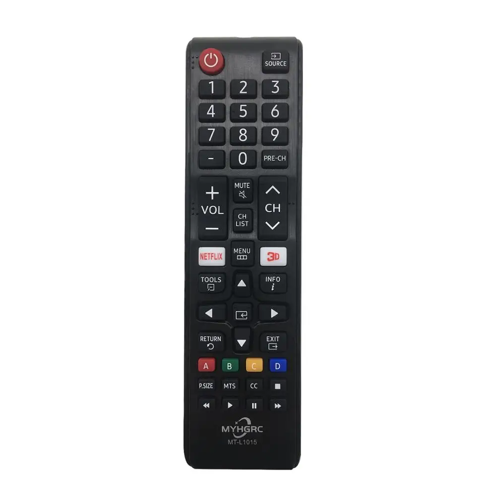 

replacement universal TV remote control for samsung tv series with NETFLIX 3D MT-L1015 conrole for LCD LED smart tv, Black
