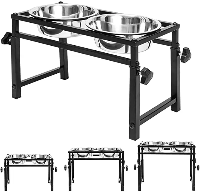 

A0668 Raised Dogs and Cats Elevated Stainless Steel Pet Feeder Adjustable Pet Bowl