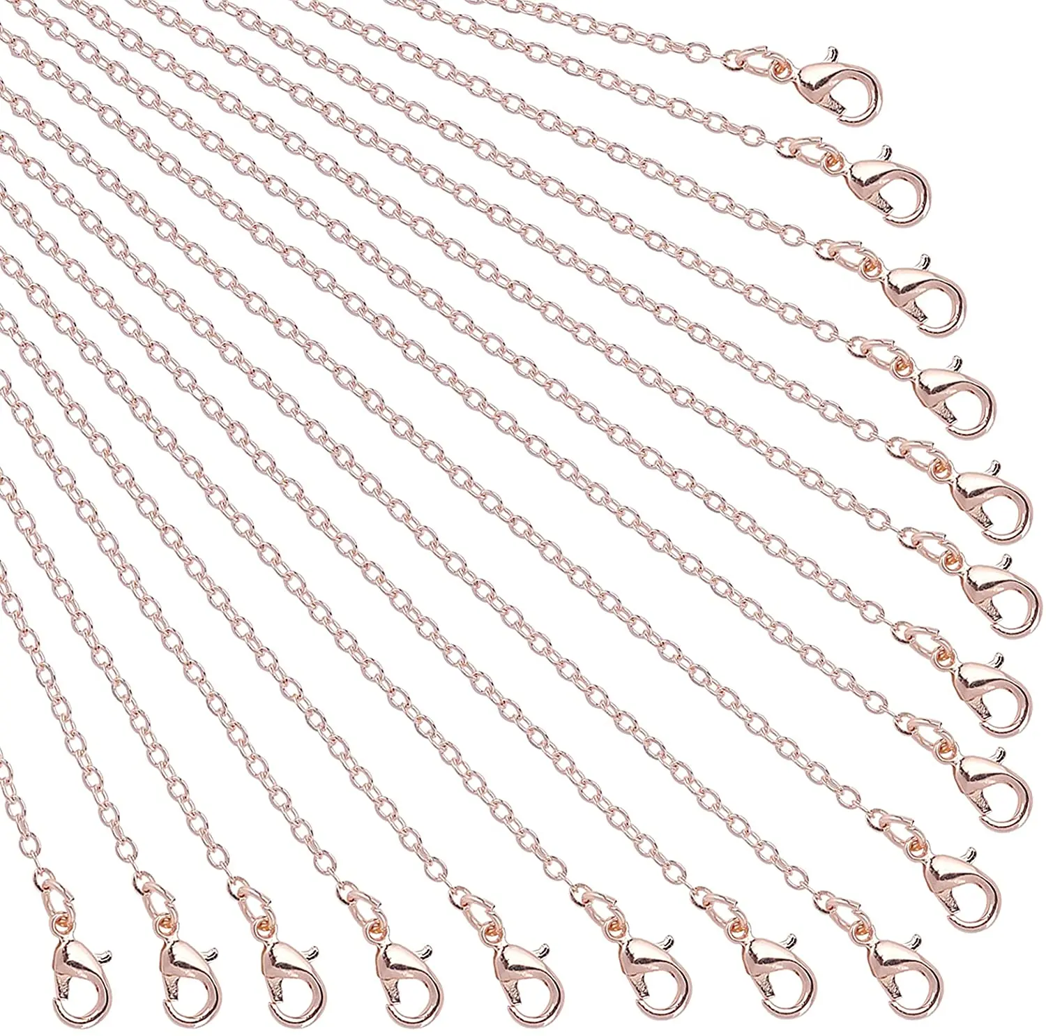 

CP245SF Flat Diamond Cut Iron Links Cable Chain Necklace for Pendant Jewelry Making, Silver,gold,rose gold colorful