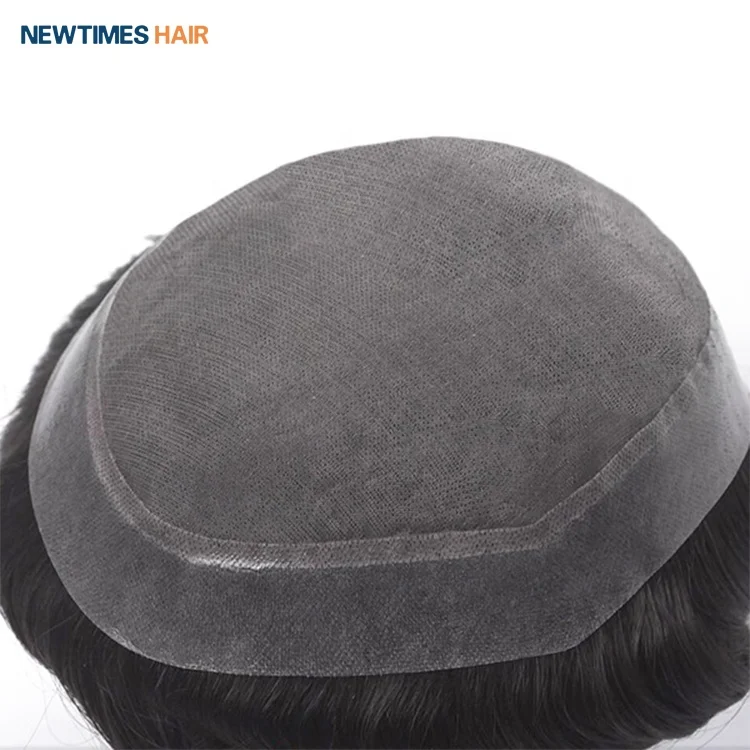 

MF1 New Times Hair Mono with PU Perimeter Human Hair Toupee for Men Hair Replacement Wig