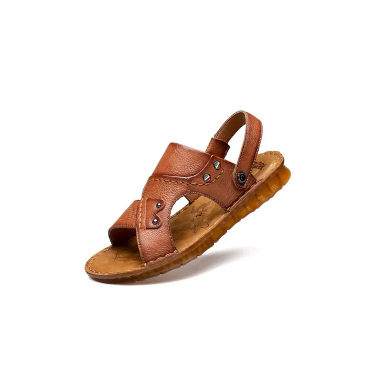 

Summer Outdoor Flat Sandals Anti-Slippery Leather Pattern Men Sandals