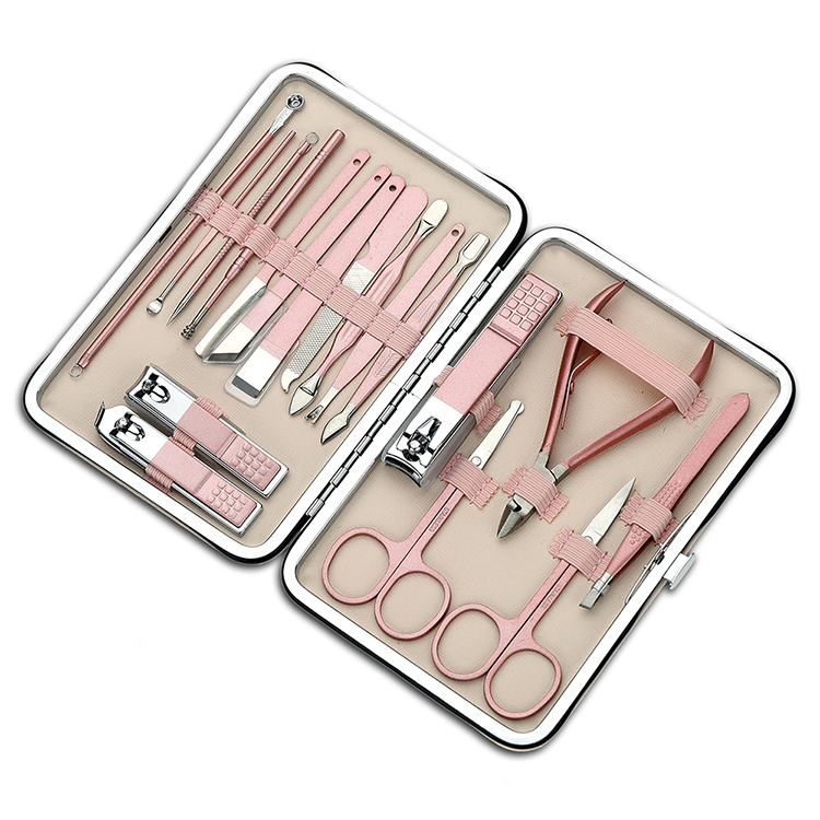 

18 Piece Stainless Steel Nail Clippers Cutter Kit Nail Care Manicure Set, Black