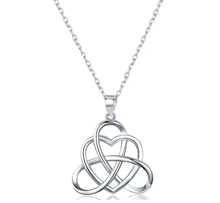

925 Sterling Silver Good Luck Irish Triangle Endless Love Celtic Knot Necklace Celtic Knot Heart Pendant Necklace