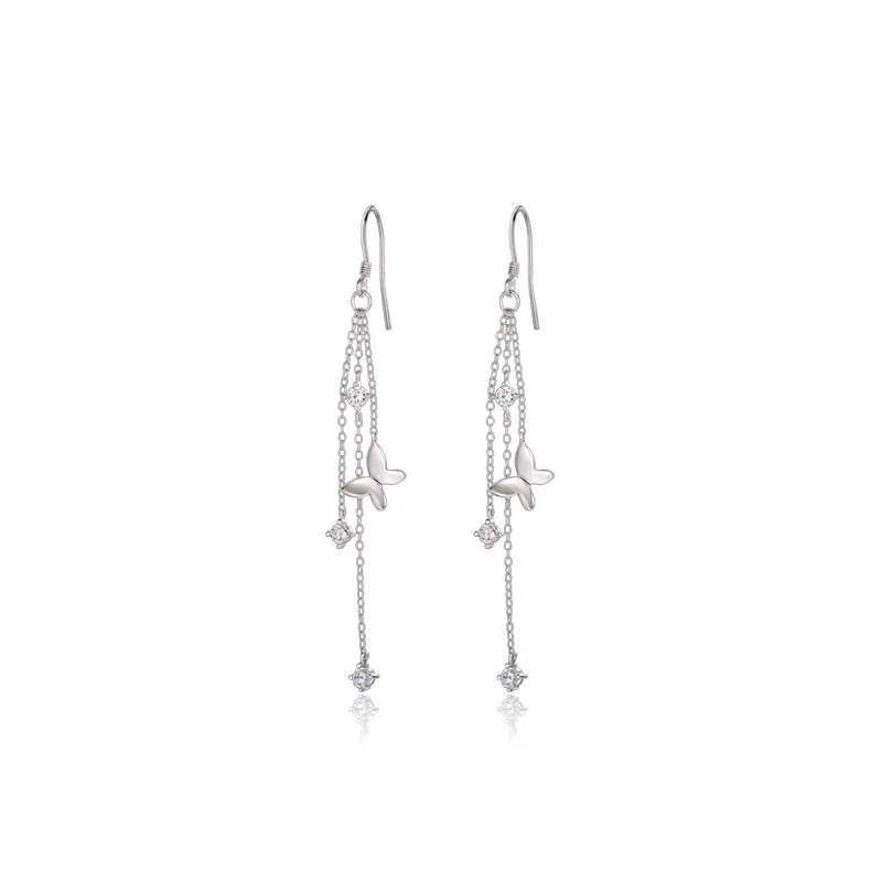 

Drop Ship 925 Sterling Silver Sparkling CZ Droplet Dangle Earrings for Women Teen Girls Elegant Long Threader Earrings