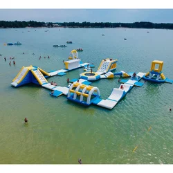 Anti-UV 0.9mm PVC Tarpaulin Poland Inflatable Water Park Equipment For Lake