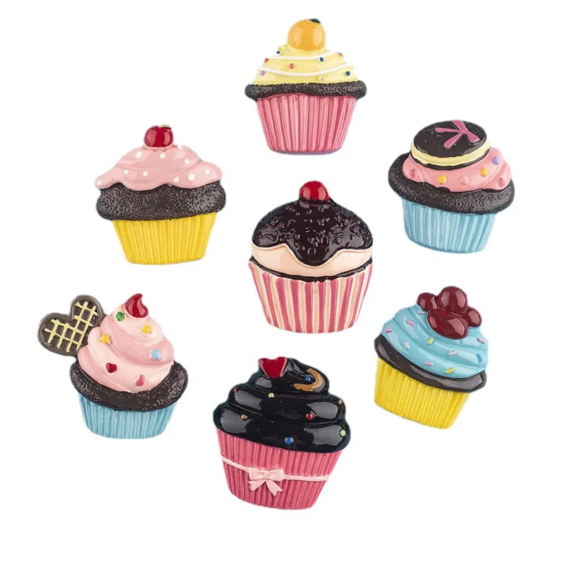 

hot sale simulation dessert theme flavor ice cream cupcake design flatback large resin cabochons for keyring