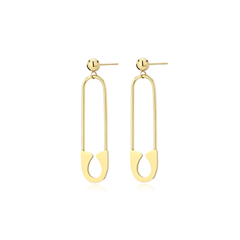 

Trendy New Design Paper Clip Shape Earring Simple Metal Temperament Retro Pin Earring Creative Women Girls Party Jewelry