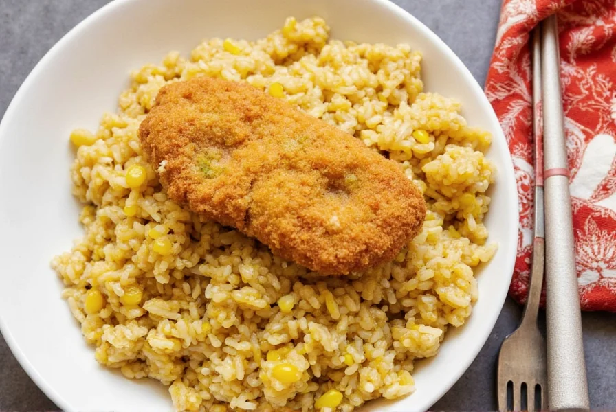 Final plated chicken katsu curry rice with garnish