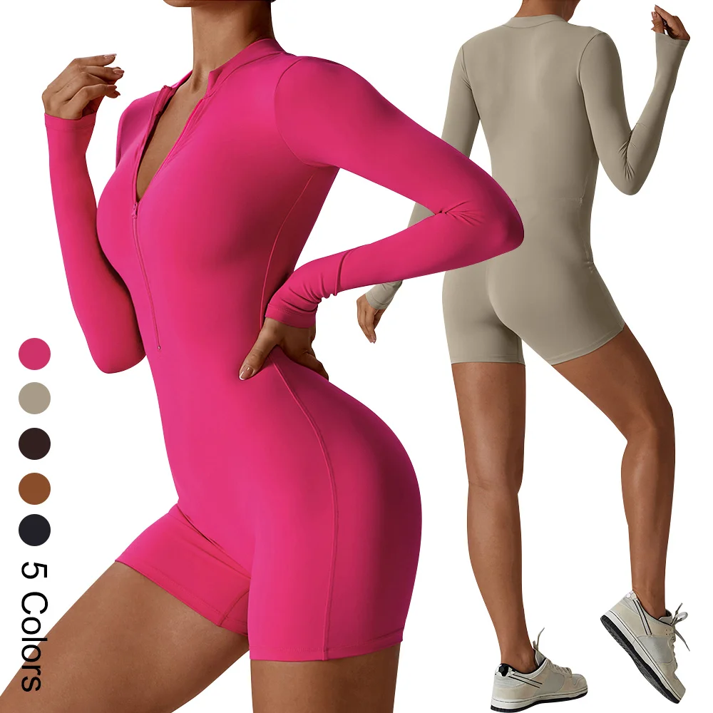 

Custom Zipper Activewear Sexy Scrunch Butt Bodycon Yoga Workout One Piece Plus Size Rompers Jumpsuits Playsuits Bodysuits Women
