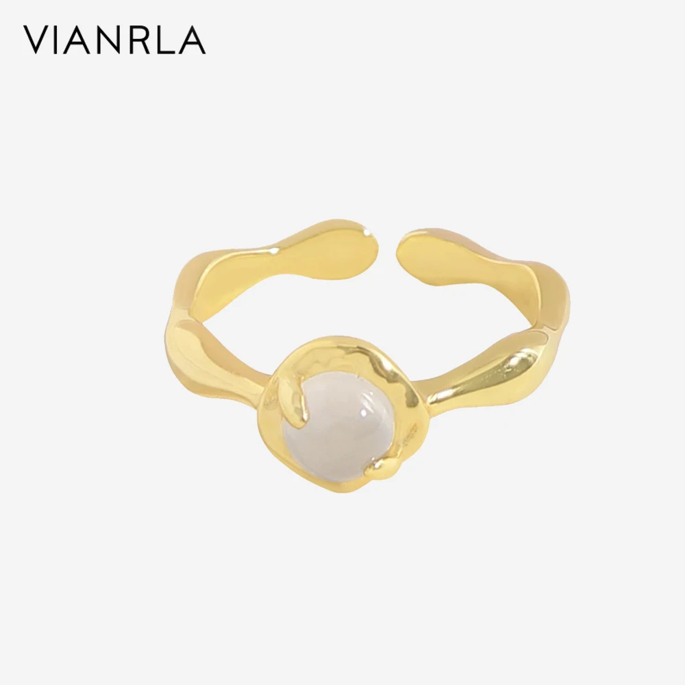 

VIANRLA 925 Sterling Silver Agate Jewelry Silver Ring 18K Gold Plated Support Drop Shipping Daily Jewelry