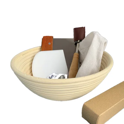 

Hot Sale Amazon 9inch Rattan Bread Proofing Basket Set Round Kitchen Customized backing Tools