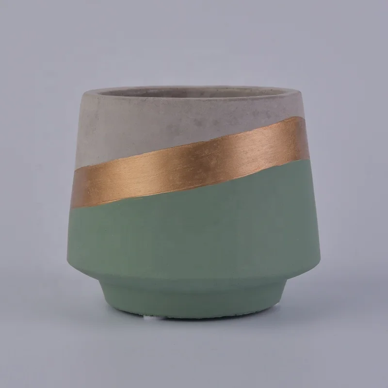 400ml Green round concrete candle holders handmade candle container wedding decoration