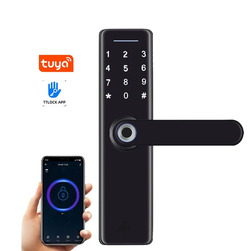 

TTLock smart phone unlock and wifi Tuya smart life fingerprint door lock supplier