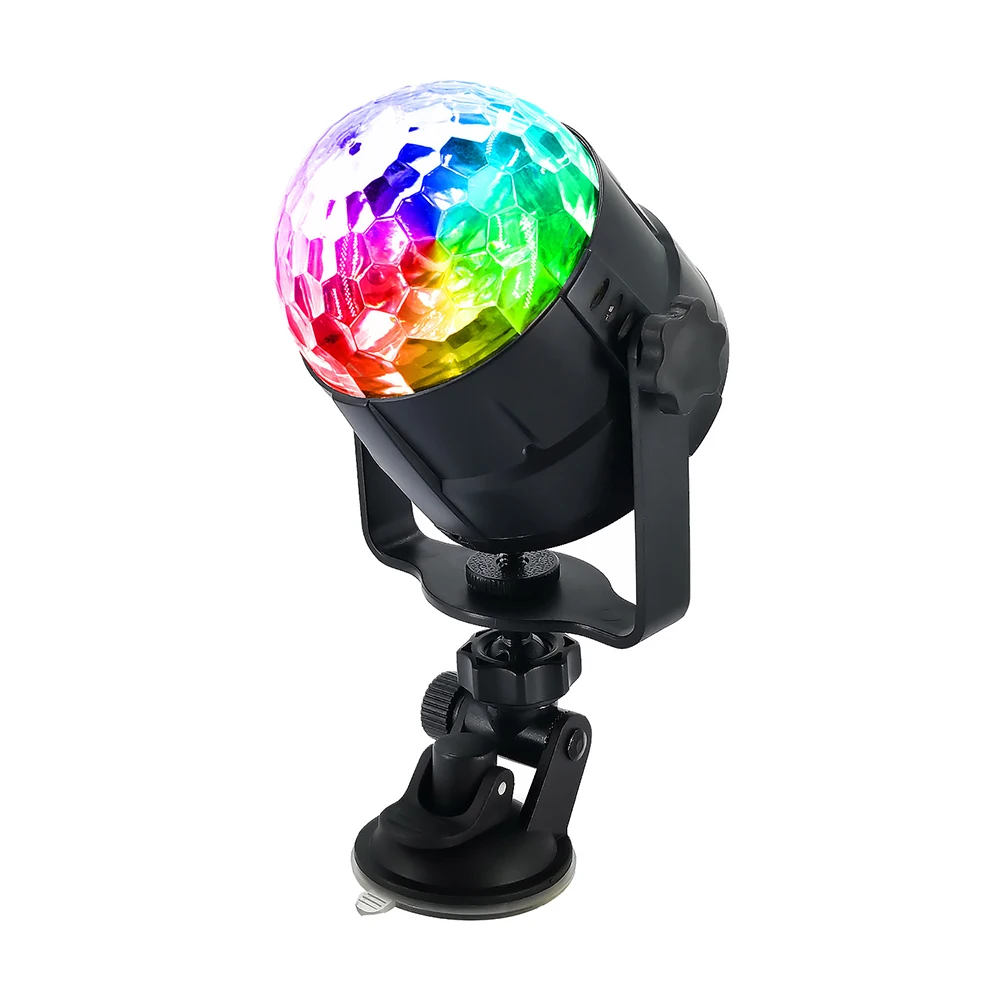 USB Sound Activated Rotating Disco Ball Party Lights Strobe Light 3W RGB LED Stage Lights