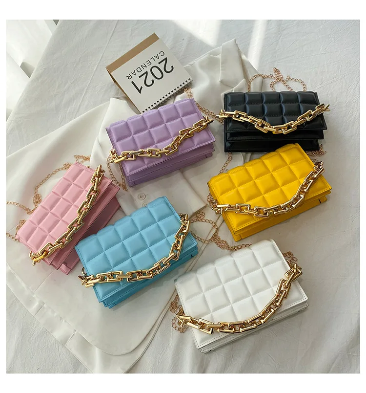 

2021 New chain buckle buckle single shoulder bag wholesale girls shopping purse and phone handbags, Multi colors
