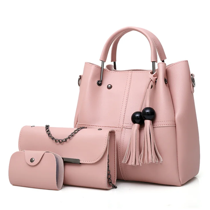 

Wholesale Fashion 3 Piece Set Lady Handbag Cute Tote Bags Crossbody Bag Tassel Women, 6 colors