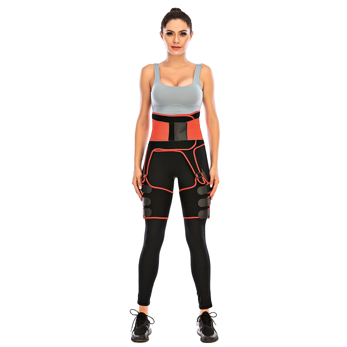 

New Design Fitness Exercise Belly Wrap Trimmer Slimmer Compression Band Waist Trainer Belt Body Shaper Adjustable Thigh Eraser, Black,rose red, orange red
