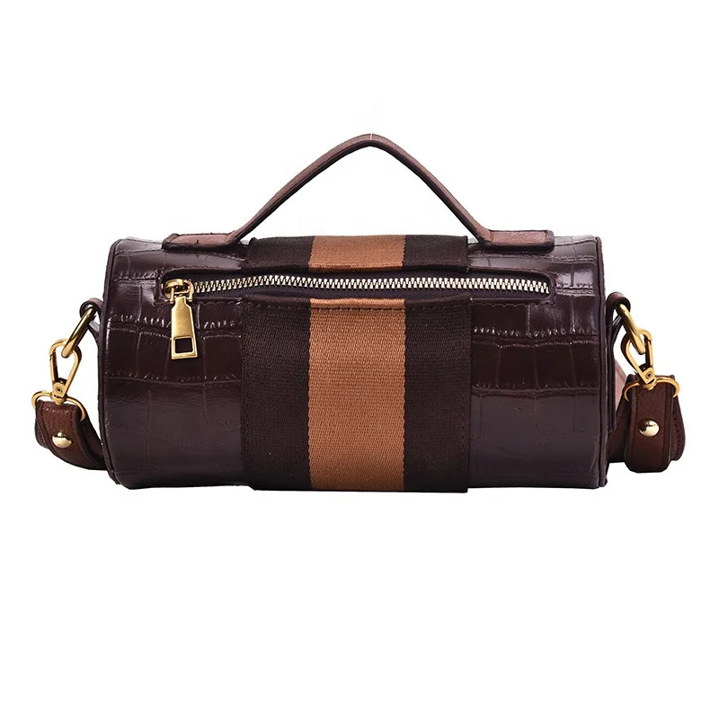 

Women Wide Strap Sling Stone Pattern PU Casual Shoulder Custom Crossbody Cylinder Bag