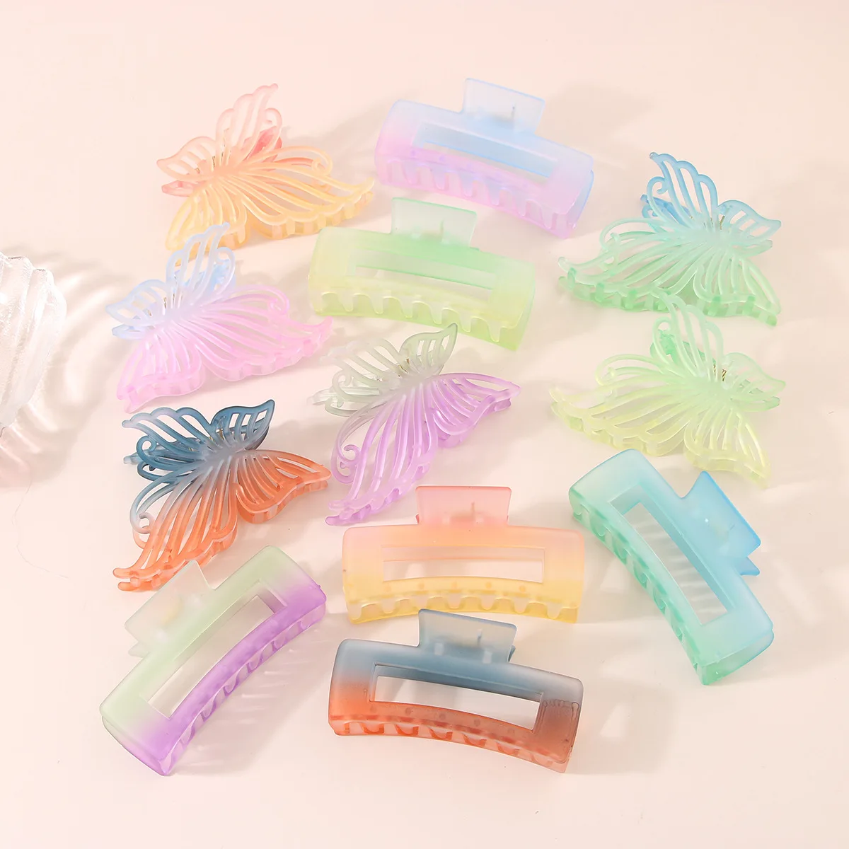 

Rectangle gradient hair claw clips plastic matte butterfly hair claws for women