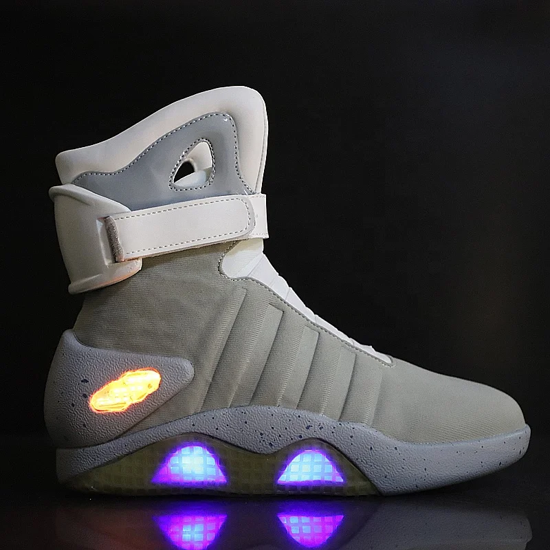 

Fujian Shoes Original High Quality Three Mode USB Charging LED High Top Basketball Sneakers Back to Future Shoes