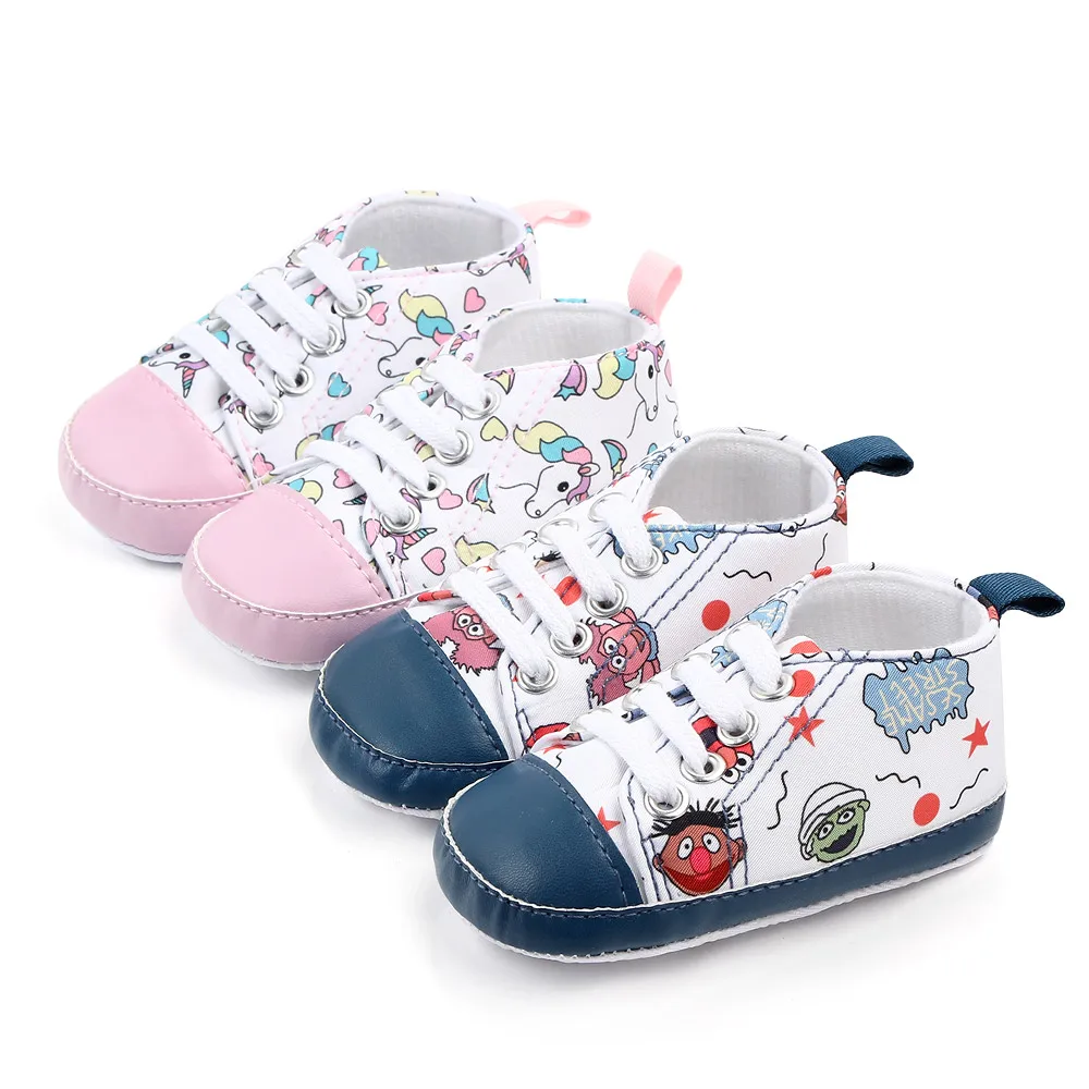 

Wholesale Cheap Cotton shoes Cartoon print prewalker boy and girl baby shoes toddler, 2 colors