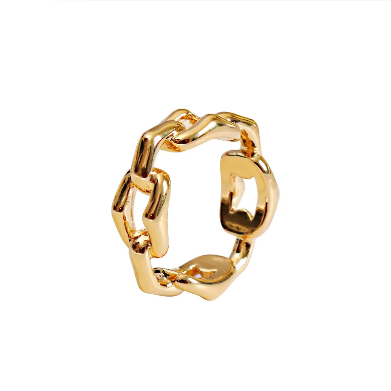 

Vintage Unisex Gold Silver Plated Link Chain Adjustable Ring Copper Brass Link Chain Band Ring