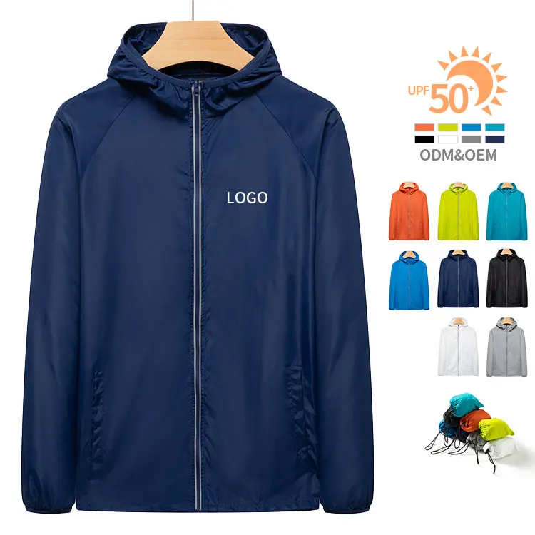 Hot Summer Breathable Long Sleeve Blank Rash Guard Leisure Outdoor Waterproof Hooded Sunscreen Clothing