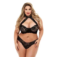 

Mature Ladies Hanging Neck Underwear plus size sexy Lingerie Set For Fat Woman Big Size