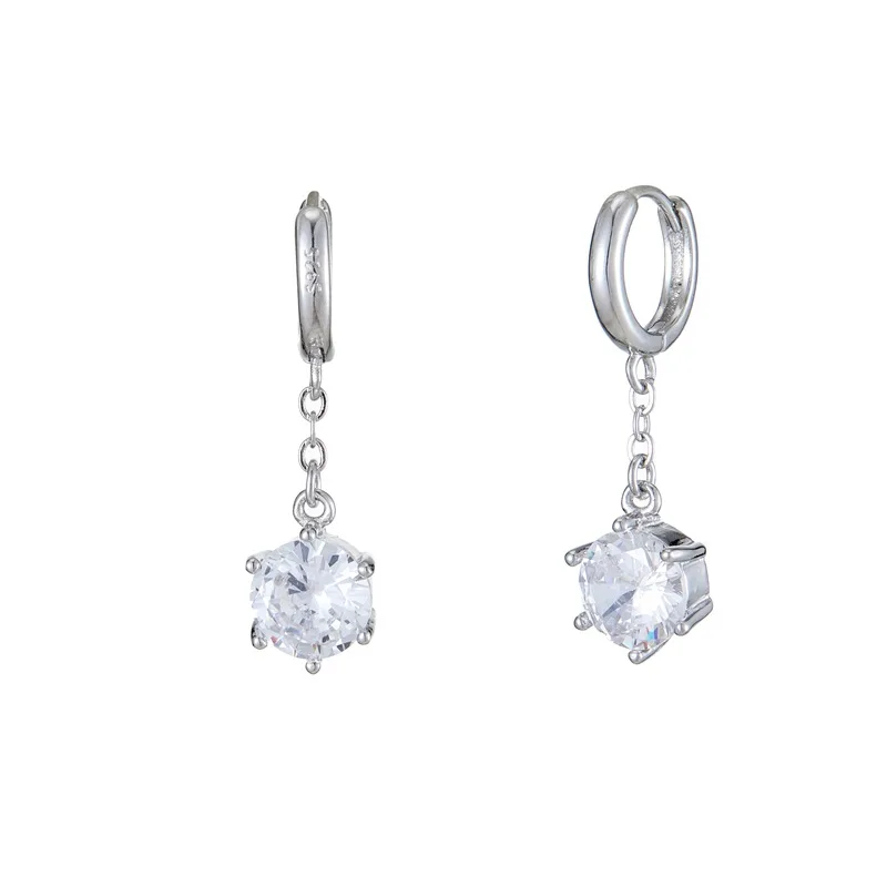 

Glossy Hoop Earrings 925 Silver Crystal Earrings Piercing Accessory Trendy Huggie Female Hoops For Women