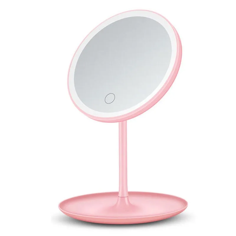 

Barber Shop Beauty Salon Station Led Makeup Vanity Mirror With Light Bulbs, White pink
