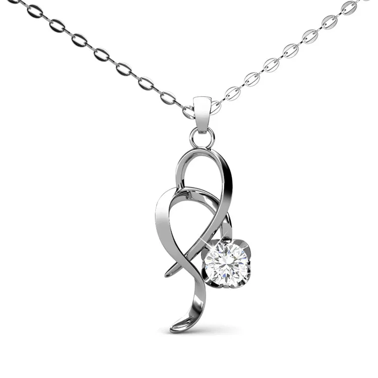 

Destiny Jewellery charm knot crystal pendant necklace for women jewelry made with Finest Crystals, White and rose