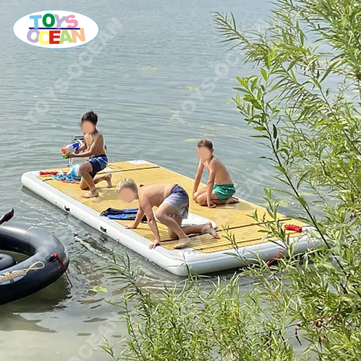

2021 new inflatable dock station with Teak surface sell