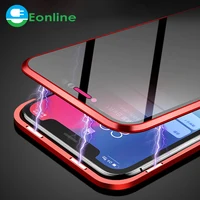 

HOT For iPhone 6 6s 8 7 X Double Sided Glass Magnet Cover For iPhone X XS MAX XR C Anti peeping Metal Magnetic Phone Case